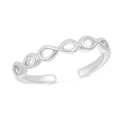 Sideways Infinity Symbols Toe Ring in 10K White Gold