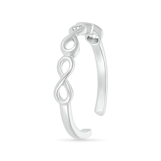 Sideways Infinity Symbols Toe Ring in 10K White Gold