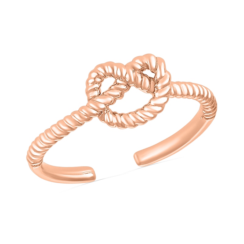 Heart-Shaped Rope Knot Toe Ring in 10K Rose Gold
