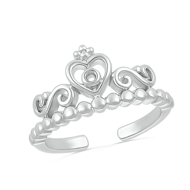 Heart Crown with Scrollwork Toe Ring in Sterling Silver|Peoples Jewellers