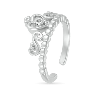 Heart Crown with Scrollwork Toe Ring in Sterling Silver