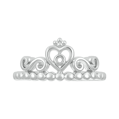 Heart Crown with Scrollwork Toe Ring in Sterling Silver