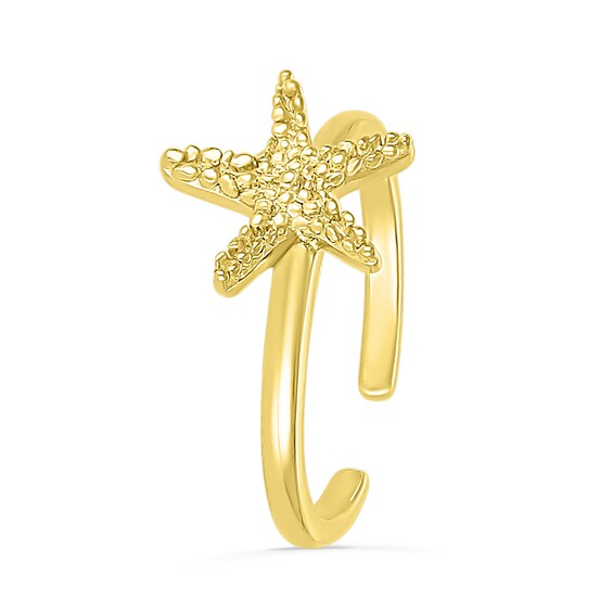 Textured Starfish Toe Ring in 10K Gold