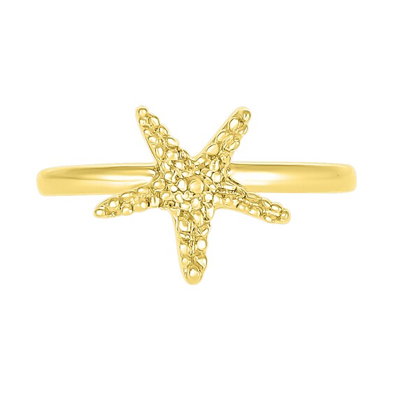 Textured Starfish Toe Ring in 10K Gold