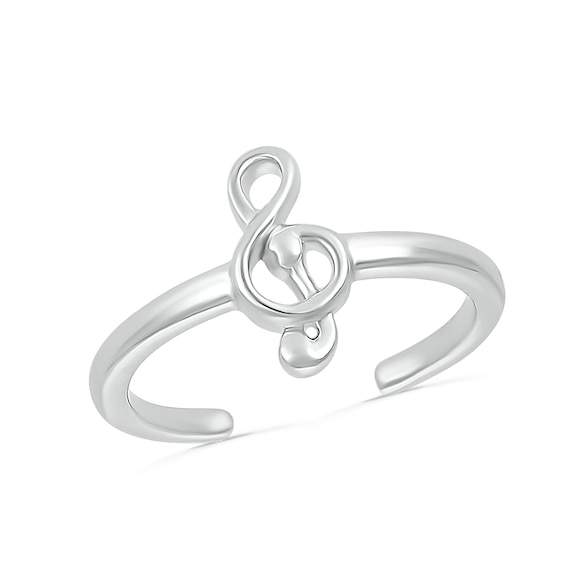 Treble Clef Music Note Toe Ring in Sterling Silver