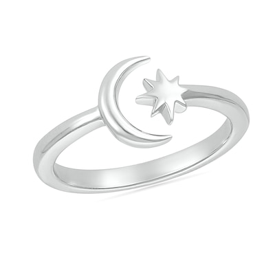 Crescent Moon and Star Wrap Toe Ring in Sterling Silver