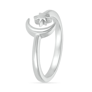 Crescent Moon and Star Wrap Toe Ring in Sterling Silver