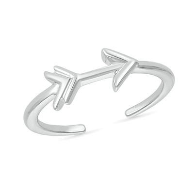 Sideways Arrow Toe Ring in 10K White Gold