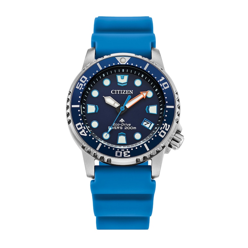 Ladies' Citizen Eco-Drive® Promaster Dive Blue Rubber Strap Watch with Dark Blue Dial (Model: EO2028-06L)|Peoples Jewellers