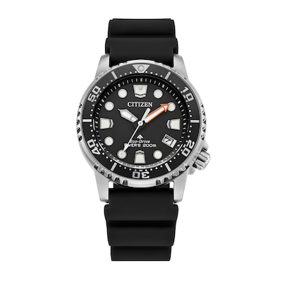 Ladies' Citizen Eco-Drive® Promaster Dive Black Rubber Strap Watch with Black Dial (Model: EO2020-08E)