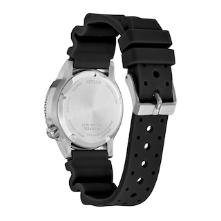 Ladies' Citizen Eco-Drive® Promaster Dive Black Rubber Strap Watch with Black Dial (Model: EO2020-08E)