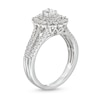 Thumbnail Image 2 of 0.95 CT. T.W. Oval Diamond Shadow Frame Multi-Row Engagement Ring in 14K White Gold (I/I2)