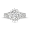 Thumbnail Image 3 of 0.95 CT. T.W. Oval Diamond Shadow Frame Multi-Row Engagement Ring in 14K White Gold (I/I2)