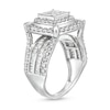 2.00 CT. T.W. Princess-Cut Multi-Diamond Cushion Frame Multi-Row Engagement Ring in 10K White Gold