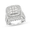 Thumbnail Image 0 of 4.00 CT. T.W. Princess-Cut Multi-Diamond Cushion Frame Multi-Row Engagement Ring in 10K White Gold