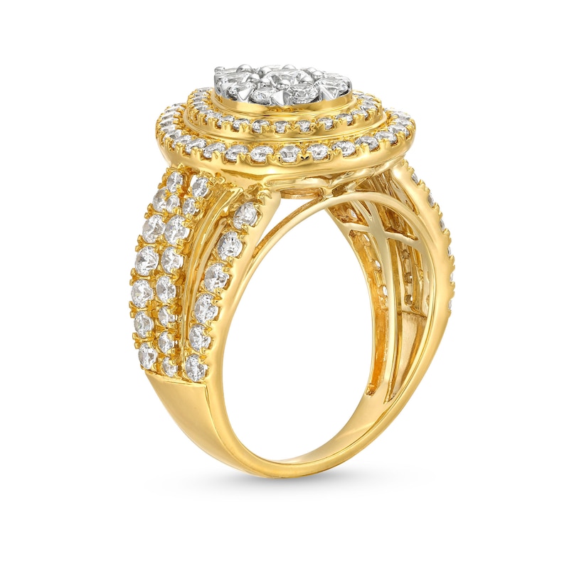 2.00 CT. T.W. Pear Multi-Diamond Teardrop Frame Multi-Row Engagement Ring in 10K Gold|Peoples Jewellers