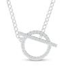 Thumbnail Image 0 of 0.18 CT. T.W. Diamond Circle Toggle Necklace in Sterling Silver - 20"