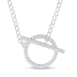 0.18 CT. T.W. Diamond Circle Toggle Necklace in Sterling Silver - 20&quot;