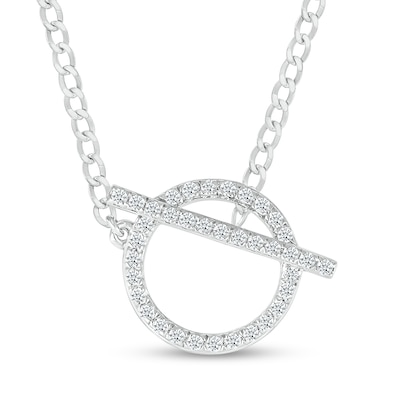 0.18 CT. T.W. Diamond Circle Toggle Necklace in Sterling Silver - 20"