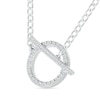 Thumbnail Image 1 of 0.18 CT. T.W. Diamond Circle Toggle Necklace in Sterling Silver - 20"