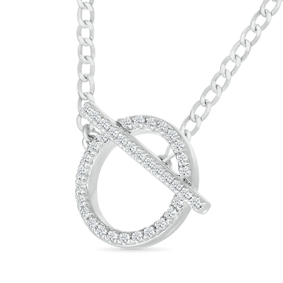 0.18 CT. T.W. Diamond Circle Toggle Necklace in Sterling Silver - 20"