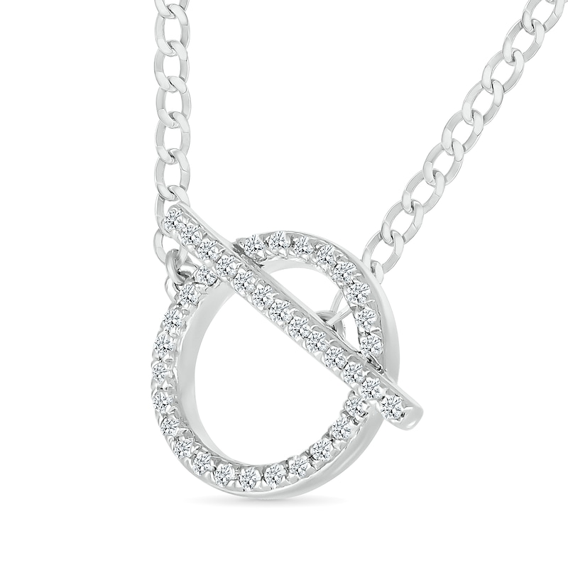0.18 CT. T.W. Diamond Circle Toggle Necklace in Sterling Silver - 20"