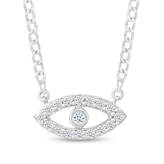 0.085 CT. T.W. Diamond Evil Eye Necklace in Sterling Silver - 20"