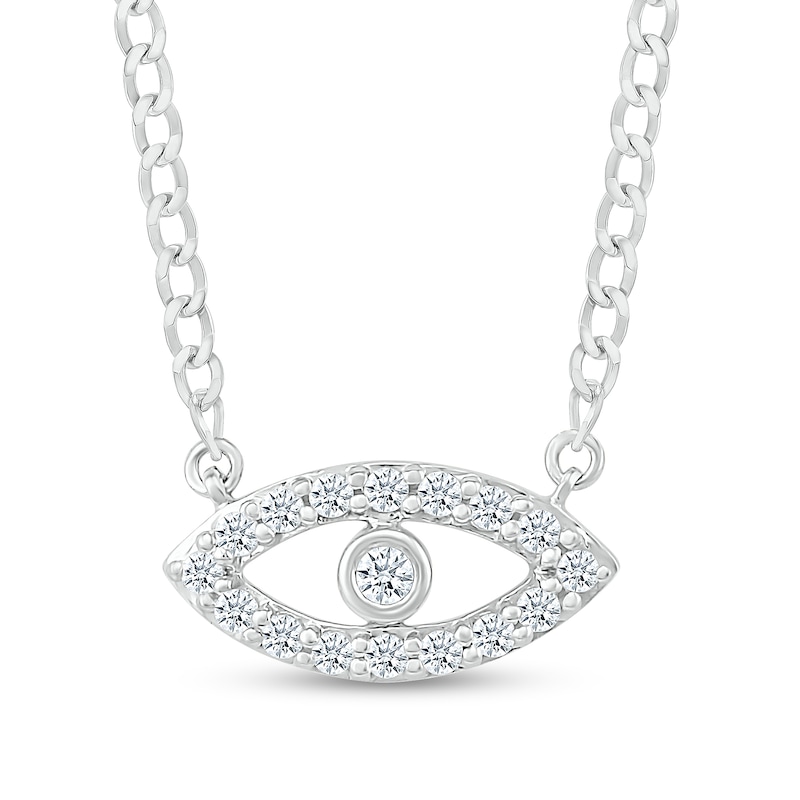0.085 CT. T.W. Diamond Evil Eye Necklace in Sterling Silver - 20"|Peoples Jewellers