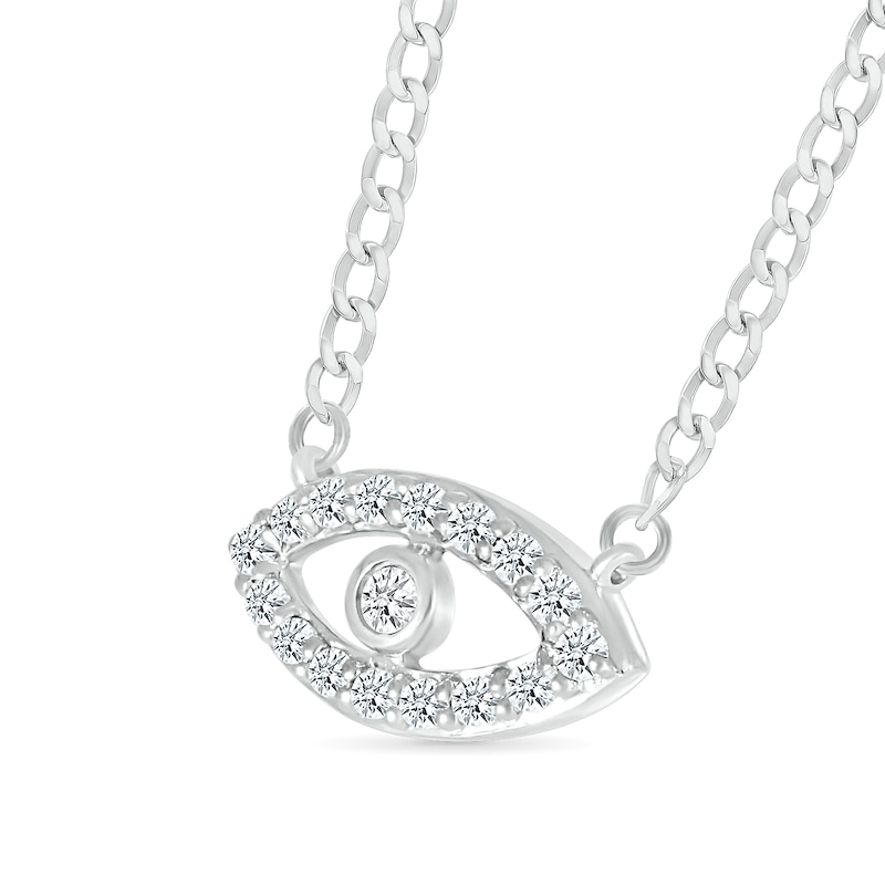 0.085 CT. T.W. Diamond Evil Eye Necklace in Sterling Silver - 20"|Peoples Jewellers