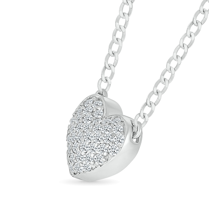 0.18 CT. T.W. Diamond Heart Pendant in Sterling Silver - 20"