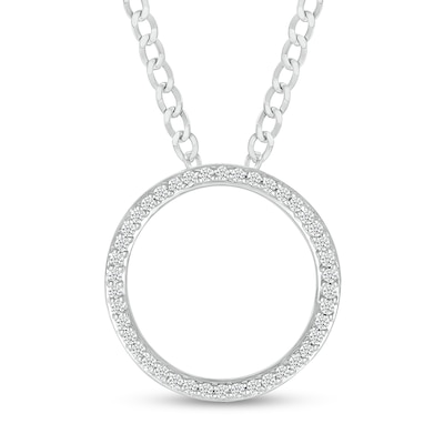 0.23 CT. T.W. Diamond Circle Pendant in Sterling Silver - 20"