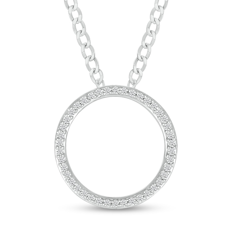 0.23 CT. T.W. Diamond Circle Pendant in Sterling Silver - 20"
