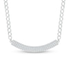 0.37 CT. T.W. Diamond Triple Row Curved Bar Necklace in Sterling Silver - 20"