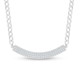 0.37 CT. T.W. Diamond Triple Row Curved Bar Necklace in Sterling Silver - 20&quot;