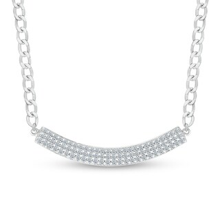 0.37 CT. T.W. Diamond Triple Row Curved Bar Necklace in Sterling Silver - 20"