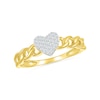 Thumbnail Image 0 of 0.146 CT. T.W. Diamond Heart Curb Chain Shank Ring in Sterling Silver with 10K Gold Plate