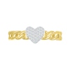 0.146 CT. T.W. Diamond Heart Curb Chain Shank Ring in Sterling Silver with 10K Gold Plate