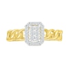 Thumbnail Image 1 of 0.18 CT. T.W. Emerald Multi-Diamond Frame Curb Chain Shank Ring in Sterling Silver with 10K Gold Plate