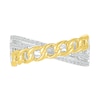 Thumbnail Image 1 of 0.147 CT. T.W. Diamond Curb Chain Overlay Criss-Cross Ring in Sterling Silver with 10K Gold Plate