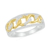 0.23 CT. T.W. Diamond Edge Curb Chain Ring in Sterling Silver with 10K Gold Plate