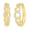 0.145 CT. T.W. Diamond Curb Chain Hoop Earrings in Sterling Silver with 10K Gold Plate