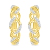 Thumbnail Image 1 of 0.145 CT. T.W. Diamond Curb Chain Hoop Earrings in Sterling Silver with 10K Gold Plate