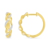 Thumbnail Image 2 of 0.145 CT. T.W. Diamond Curb Chain Hoop Earrings in Sterling Silver with 10K Gold Plate