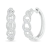 Thumbnail Image 0 of 0.29 CT. T.W. Diamond Curb Chain Hoop Earrings in Sterling Silver