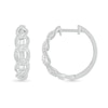 Thumbnail Image 2 of 0.29 CT. T.W. Diamond Curb Chain Hoop Earrings in Sterling Silver