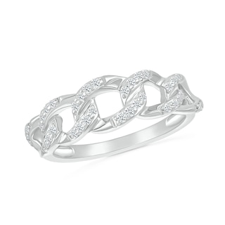 0.18 CT. T.W. Diamond Curb Chain Ring in Sterling Silver