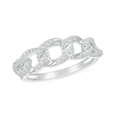 0.18 CT. T.W. Diamond Curb Chain Ring in Sterling Silver