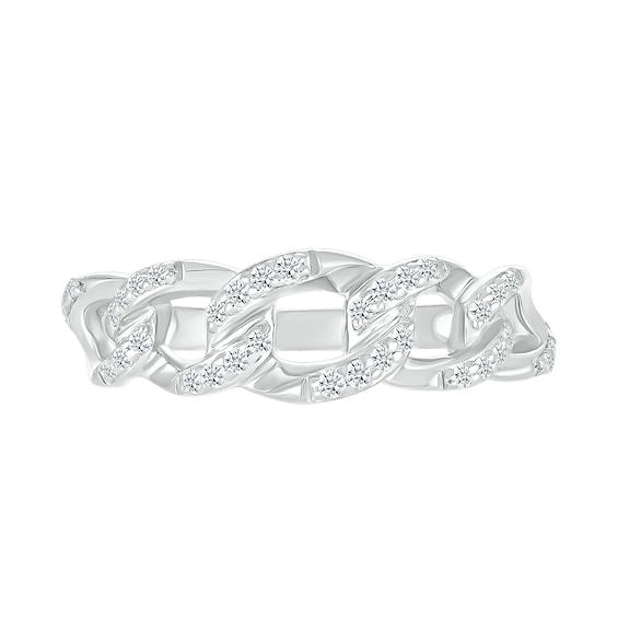 0.18 CT. T.W. Diamond Curb Chain Ring in Sterling Silver