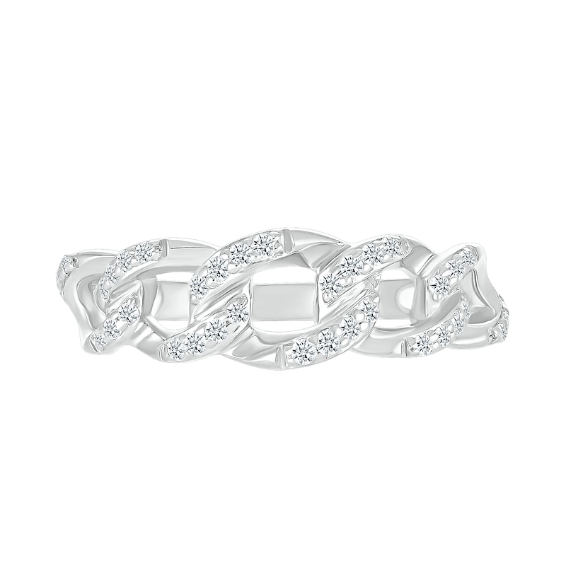 0.18 CT. T.W. Diamond Curb Chain Ring in Sterling Silver