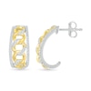 Thumbnail Image 2 of 0.29 CT. T.W. Diamond Edge Curb Chain J-Hoop Earrings in Sterling Silver with 10K Gold Plate